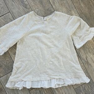 Altard State Womens Cream Sweatshirt Ruffle Sleeve Top Medium